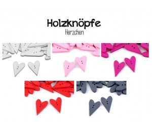 Holzknöpfe Herzen 21x33 mm